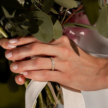 Trouwring Set 14k Witgoud met diamant