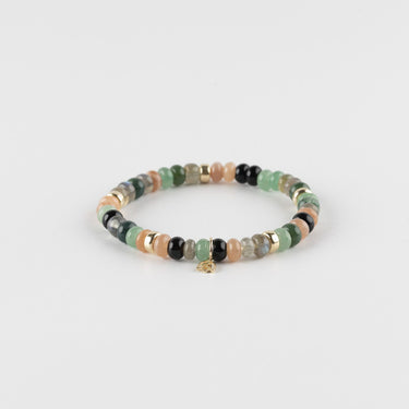 Y&G Armband Labradoriet, Agaat, Onyx, Aventurijn & Maansteen – 14k Goud