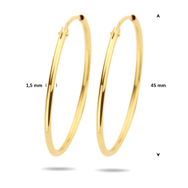 Viral Hoops Oorringen 45 mm x 1,5 mm Goud Verguld Zilver