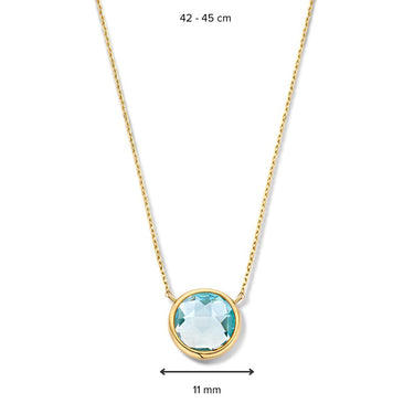 Collier geelgoud blauw topaas