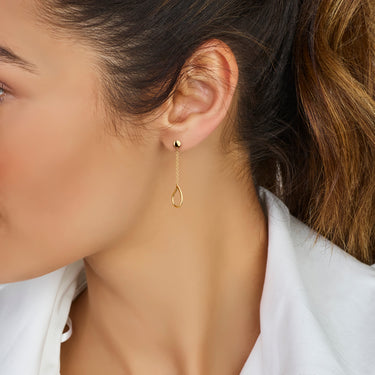 Open Druppel Oorhangers 40 mm 14k Geelgoud - beeld 2
