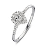 Peervormige verlovingsring van 18 karaat witgoud met 0.30 ct lab-grown diamanten en zijdiamanten