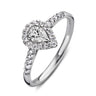Peervormige verlovingsring van 18 karaat witgoud met 0.50 ct lab-grown diamanten en zijdiamanten