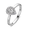 Peervormige verlovingsring van 18 karaat witgoud met 0.30 ct lab-grown diamanten