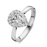 Peervormige verlovingsring van 18 karaat witgoud met 0.65 ct lab-grown diamanten