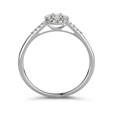 Entourage verlovingsring van 18 karaat witgoud met 0.20 ct lab-grown diamanten en zijdiamanten