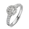 Entourage verlovingsring van 18 karaat witgoud met 1.00 ct lab-grown diamanten en zijdiamanten