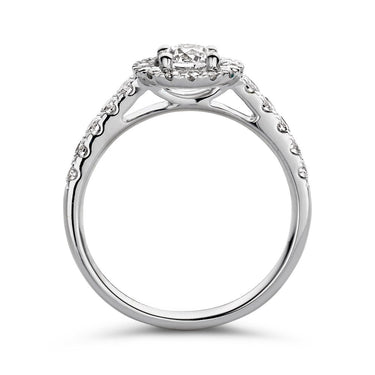 Entourage verlovingsring van 18 karaat witgoud met 1.00 ct lab-grown diamanten en zijdiamanten