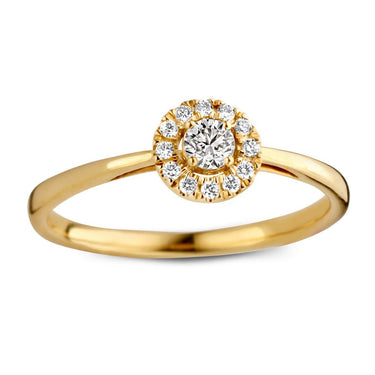 Entourage verlovingsring van 18 karaat geelgoud met 0.20 ct lab-grown diamanten