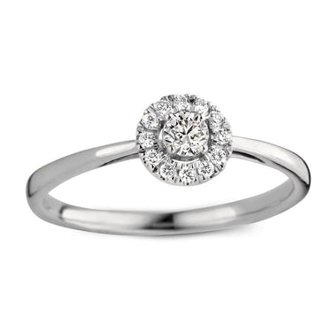 Entourage verlovingsring van 18 karaat witgoud met 0.20 ct lab-grown diamanten