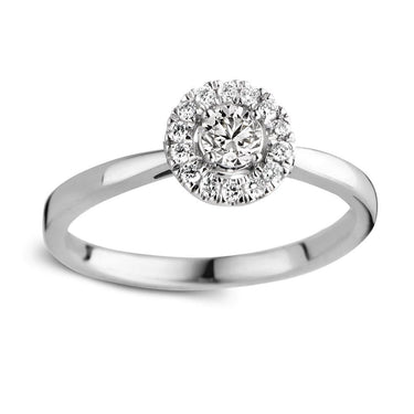 Entourage verlovingsring van 18 karaat witgoud met 0.30 ct lab-grown diamanten