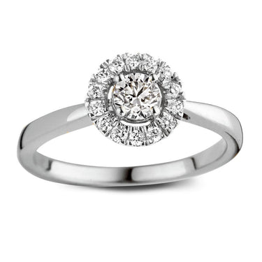 Entourage verlovingsring van 18 karaat witgoud met 0.50 ct lab-grown diamanten