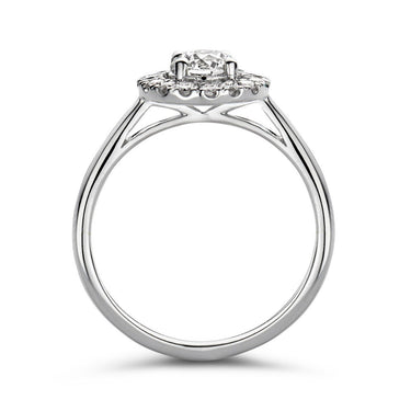 Entourage verlovingsring van 18 karaat witgoud met 0.75 ct lab-grown diamanten