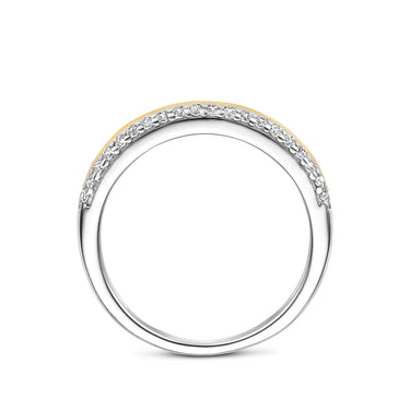 Bicolor Pavé Ring Zirkonia Verguld Zilver - beeld 3