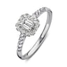 Emerald verlovingsring van 18 karaat witgoud met 0.50 ct lab-grown diamanten en zijdiamanten