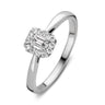 Emerald verlovingsring van 18 karaat witgoud met 0.30 ct lab-grown diamanten