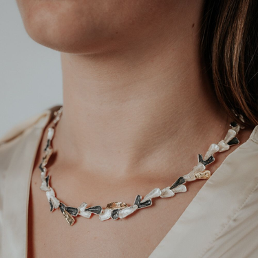 Collier Drie Kleuren Krans Zilver