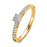 Geelgouden verlovingsring met 0.50 ct lab-grown diamant en pavé gezette zijdiamanten