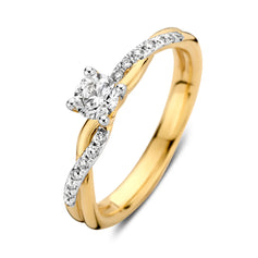 Twist verlovingsring van 18 karaat geelgoud met 0.41 ct lab-grown diamanten