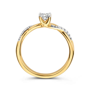 Twist verlovingsring van 18 karaat geelgoud met 0.41 ct lab-grown diamanten