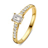 Emerald verlovingsring van 18 karaat geelgoud met 0.48 ct lab-grown diamanten en zijdiamanten