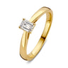Emerald solitaire verlovingsring van 18 karaat geelgoud met 0.30 ct lab-grown diamant