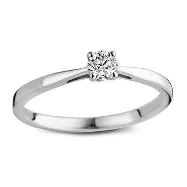 Solitaire verlovingsring van 18 karaat witgoud met 0.20 ct lab-grown diamant