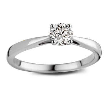 Solitaire verlovingsring van 18 karaat witgoud met 0.50 ct lab-grown diamant