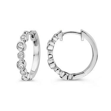 Witgouden oorringen met briljant geslepen lab-grown diamant