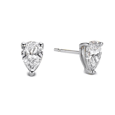 Witgouden oorstekers met peer geslepen lab-grown diamant