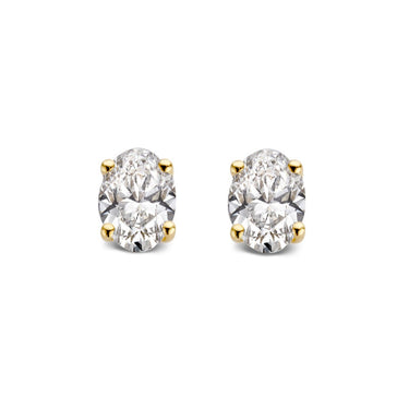 Geelgouden oorstekers met ovaal geslepen lab-grown diamant