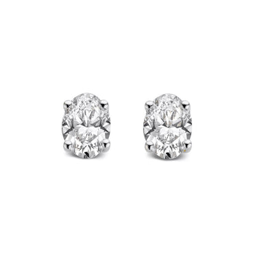 Ovale diamant oorstekers van 18 karaat witgoud