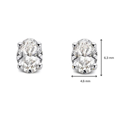 Witgouden oorstekers met ovaal geslepen lab-grown diamant