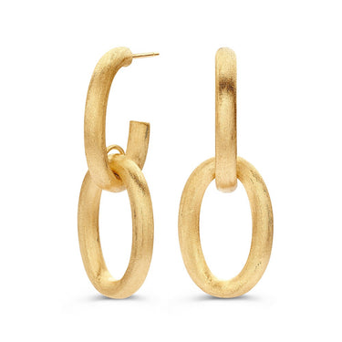 Oorstekers 14k geelgoud – schakel design – mat – 48 mm