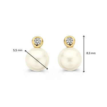 Luxe parel oorstekers met subtiele diamantlook sparkle