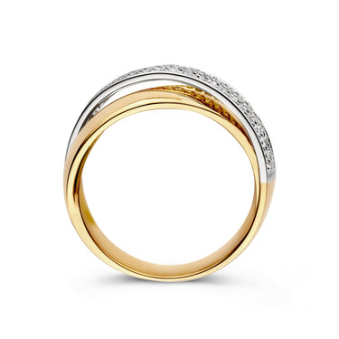 Cross-over Ring Diamanten 0.37ct. 14k Bicolor