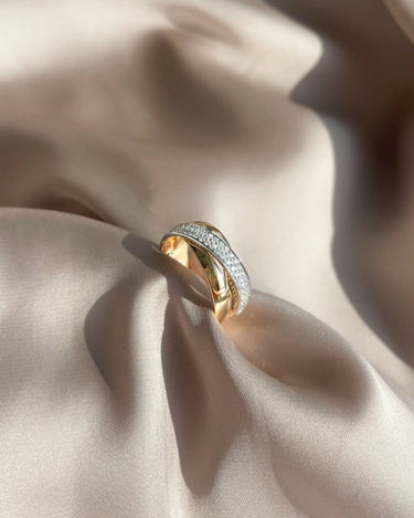 Cross-over Ring Diamanten 0.37ct. 14k Bicolor