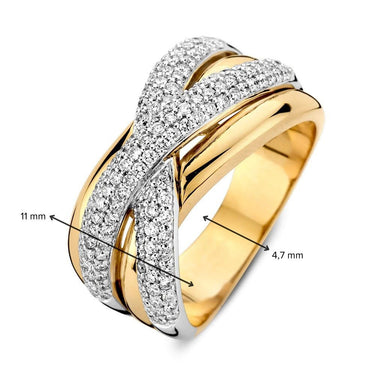 Cross-over Ring Diamanten 0.89ct 14k Bicolor