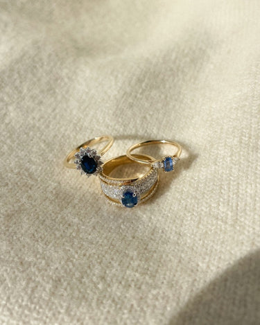 Princess Diana engagement ring inspired saffier diamant ring 14k bicolor goud