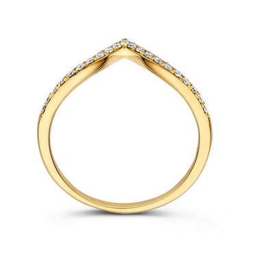 V-Vorm Diamanten Ring 0.19ct Geelgoud