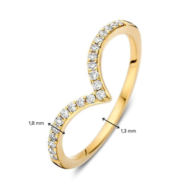 V-Vorm Diamanten Ring 0.19ct Geelgoud