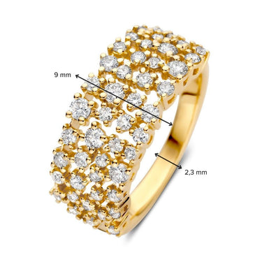 Cluster Ring Diamant  0.92ct Geelgoud
