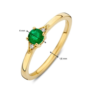 Smaragd Ring Briljant Geslepen 14k Geelgoud