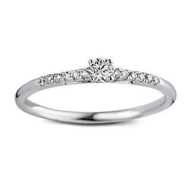 Witgouden verlovingsring met 0.20 ct lab-grown diamant en pavé gezette zijdiamanten