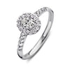Witgouden halo verlovingsring met 0.50 ct lab-grown diamanten en ovale middensteen