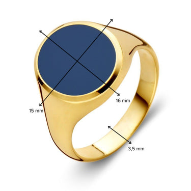Zegelring Ovaal Blauwe Lagensteen 14k Geelgoud